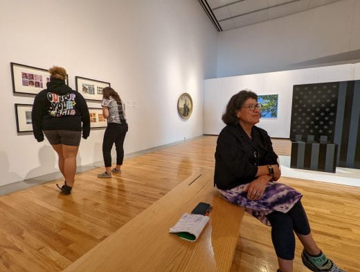 Visitors in a gallery at the Beach Museum of Art.