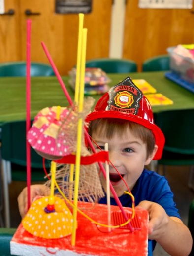 A young participant in an ARTSmart class at the Beach Museum of Art.