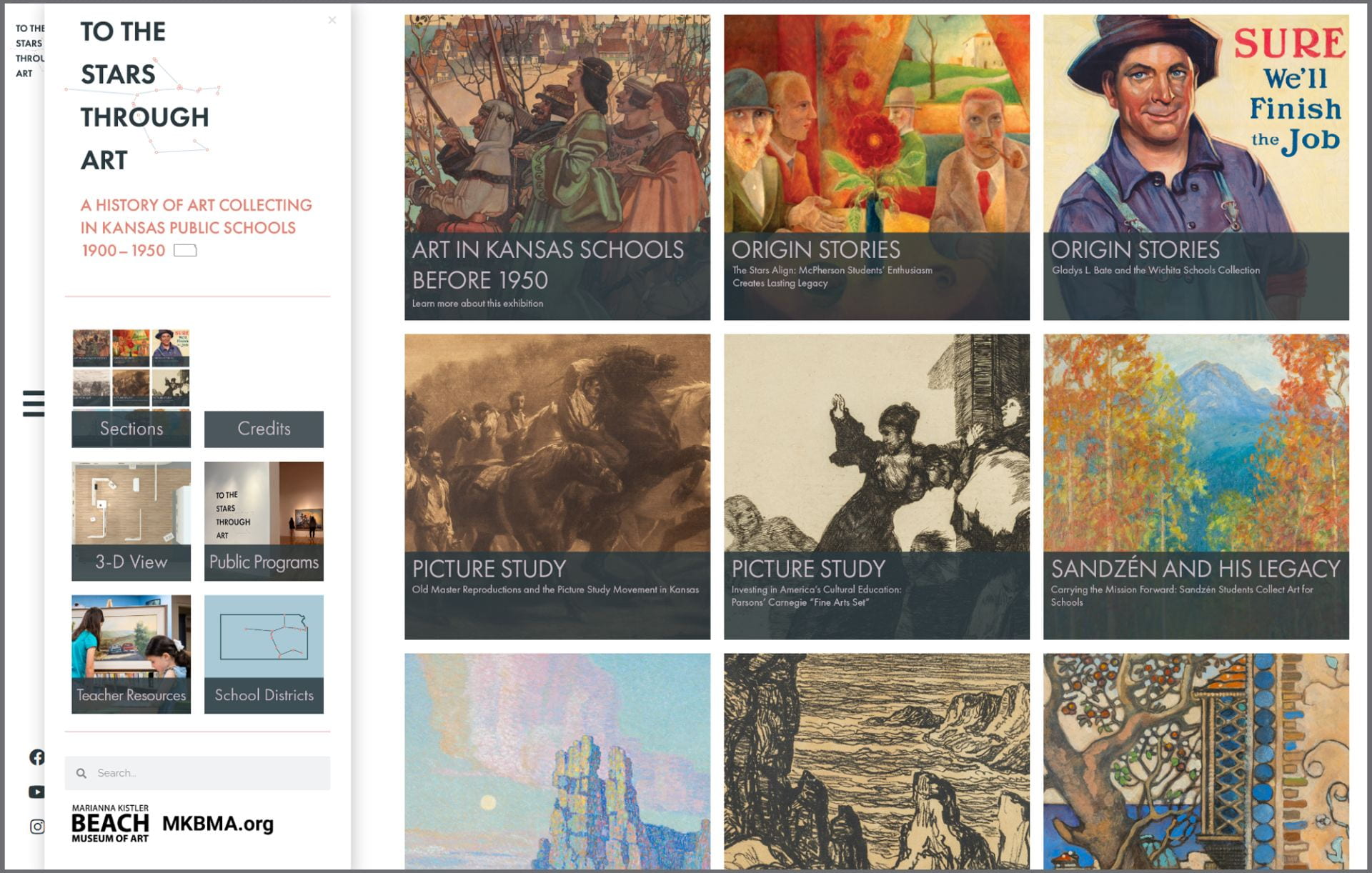Screen capture of the virtual exhibition "To the Stars Through Art." Available to view at mkmba.org