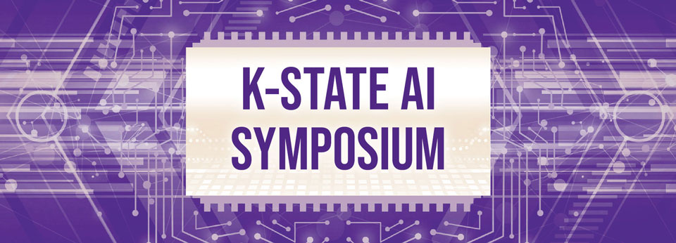 K-State AI symposium with purple and white designs Alt description here