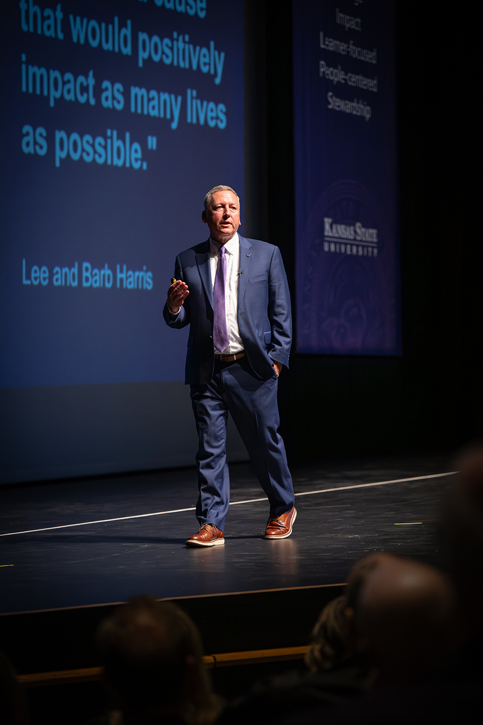 Richard Linton presents the annual State of our University address in McCain auditorium