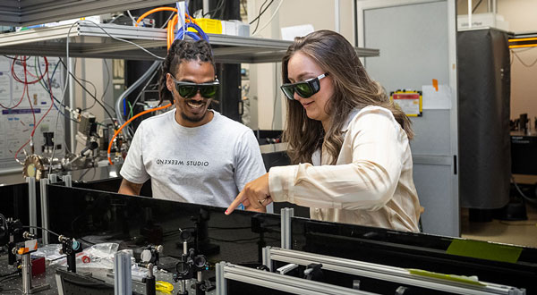 Students with safety glasses 