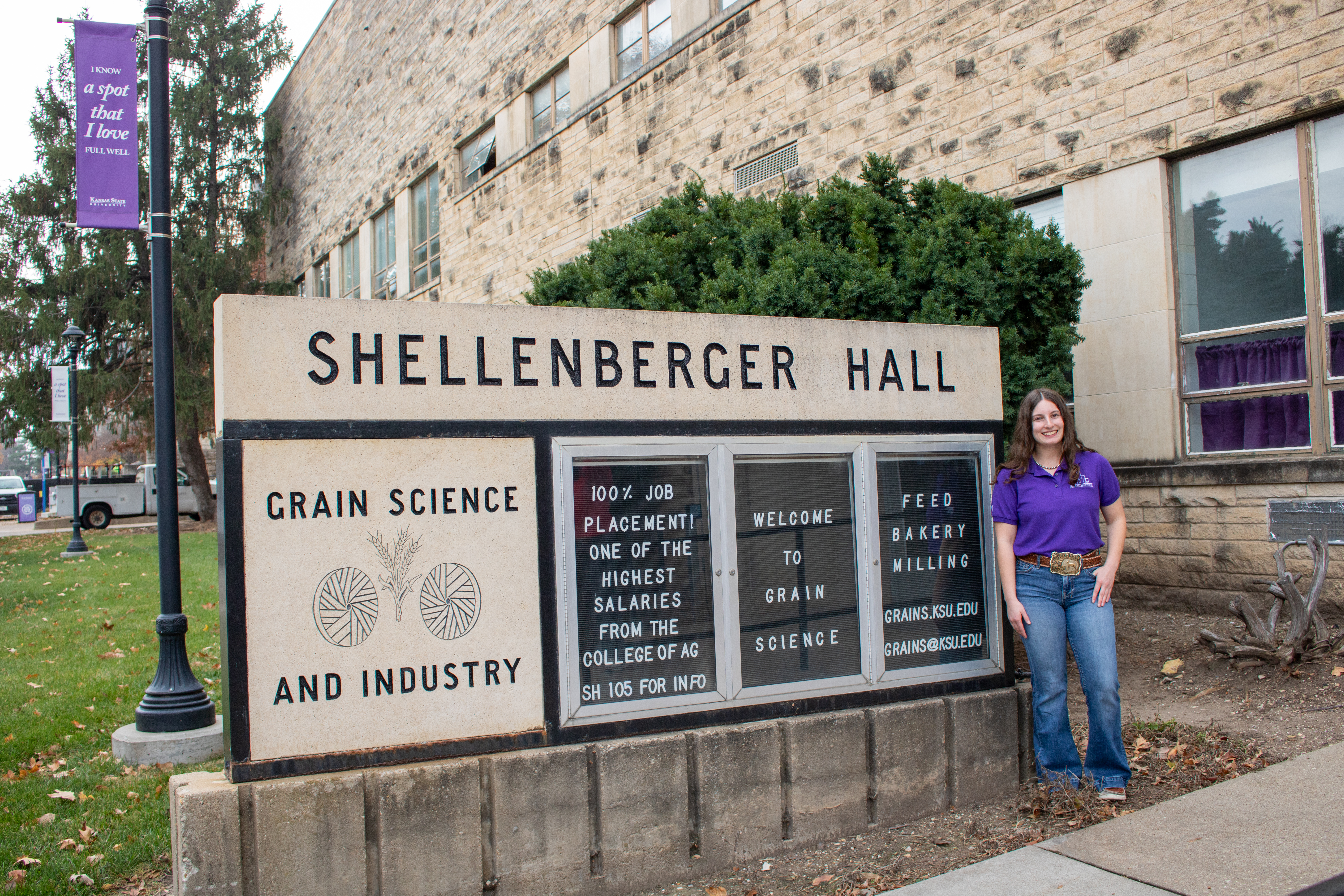 Kennedy Coffin standing outside of Shellenberger Hall.