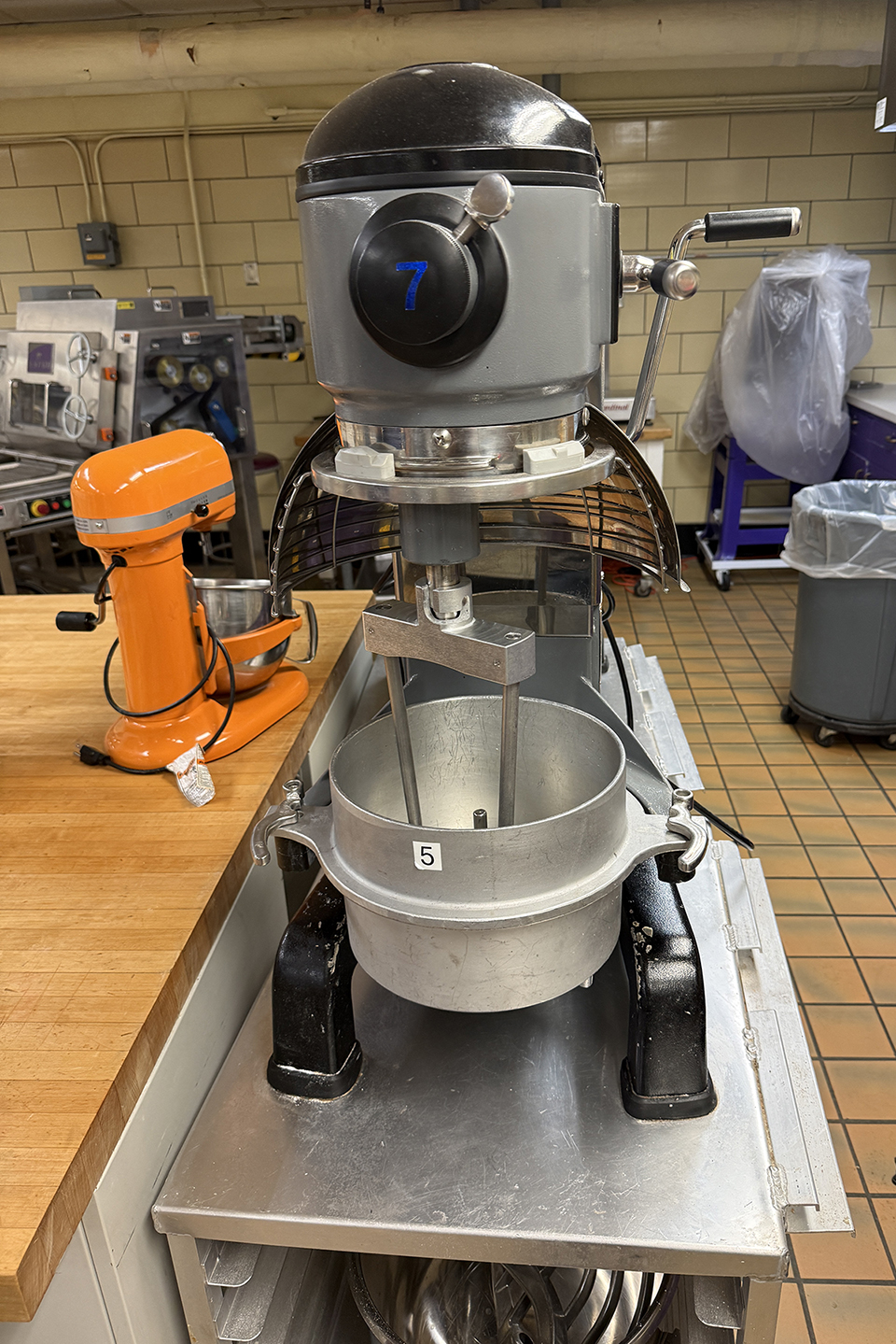 A close-up shot of an industrial mixer.