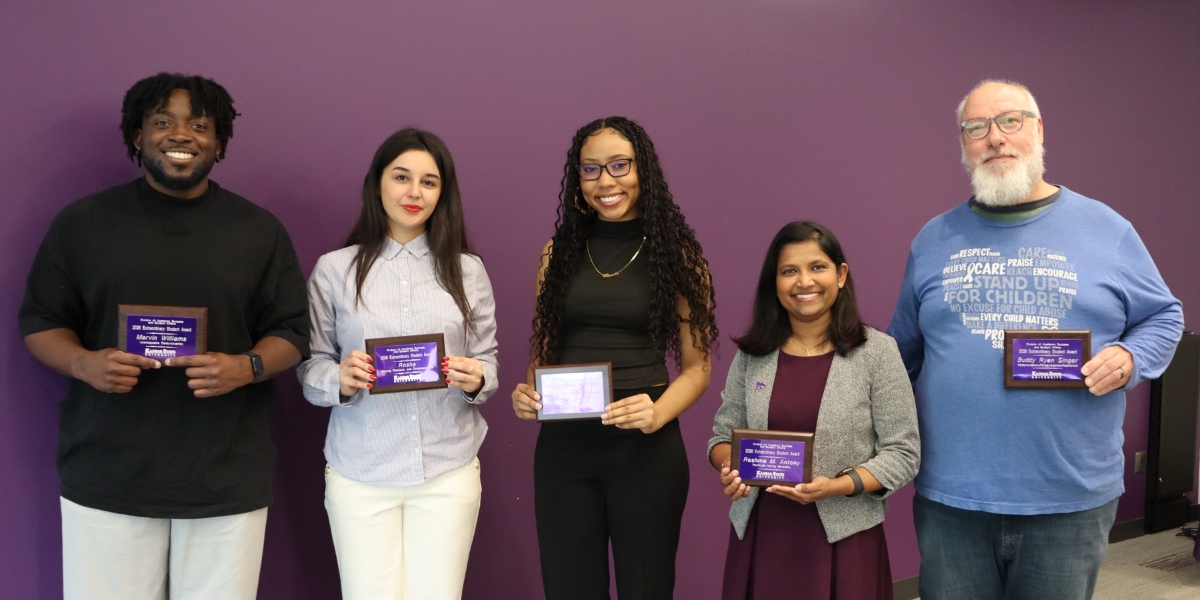 From left to right, awardees pictured: Marvin Williams, Roshanak Zolgadri, Miracle Freelon, Reshma Antony and Buddy Singer