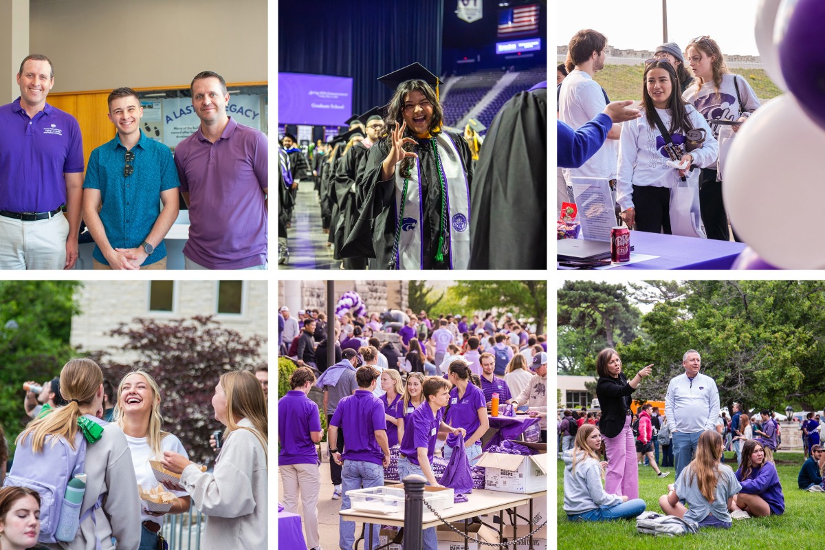 A collage of various images shows events at K-State in May 2026. 
