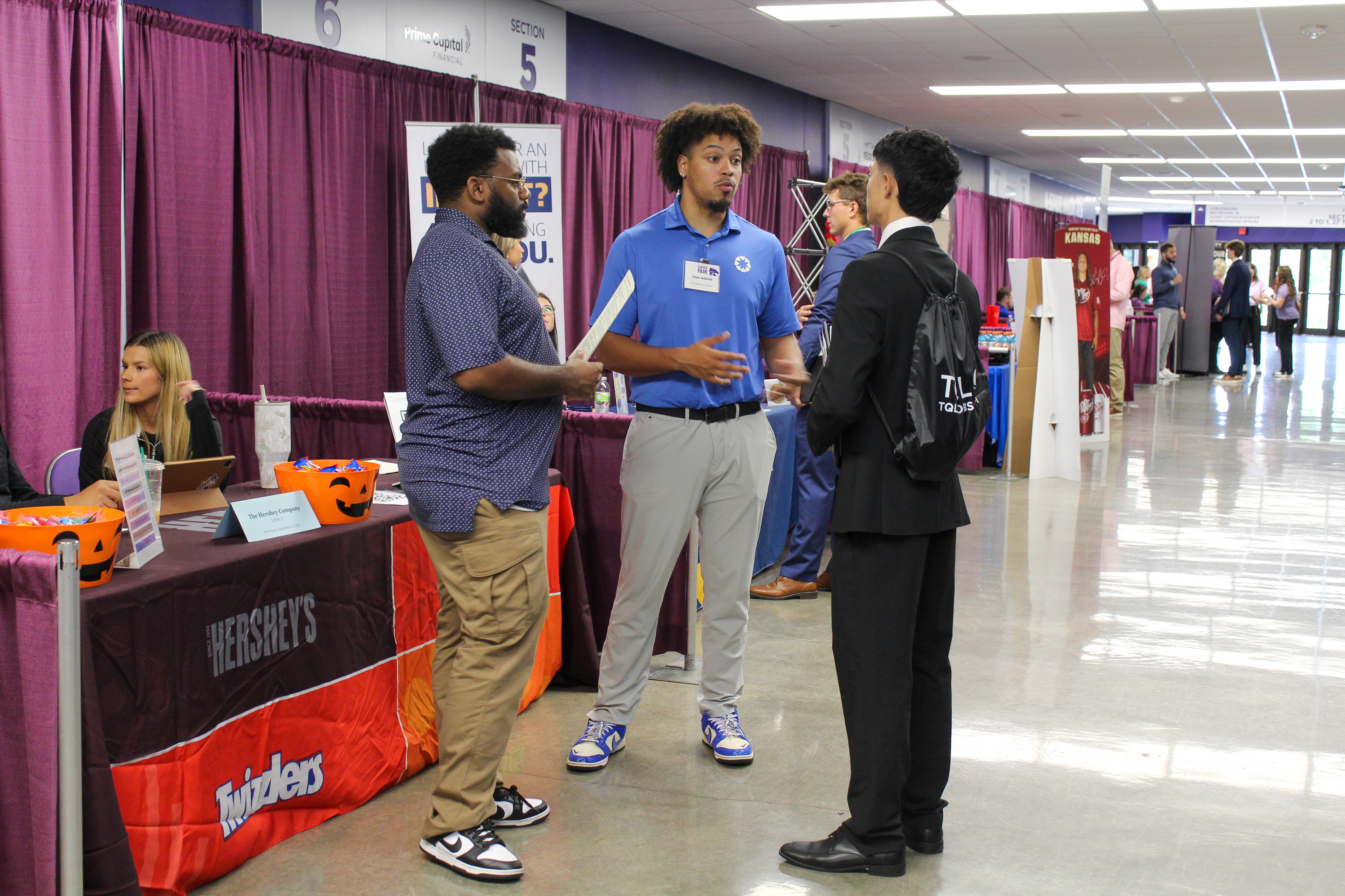 Students at a career fair. 