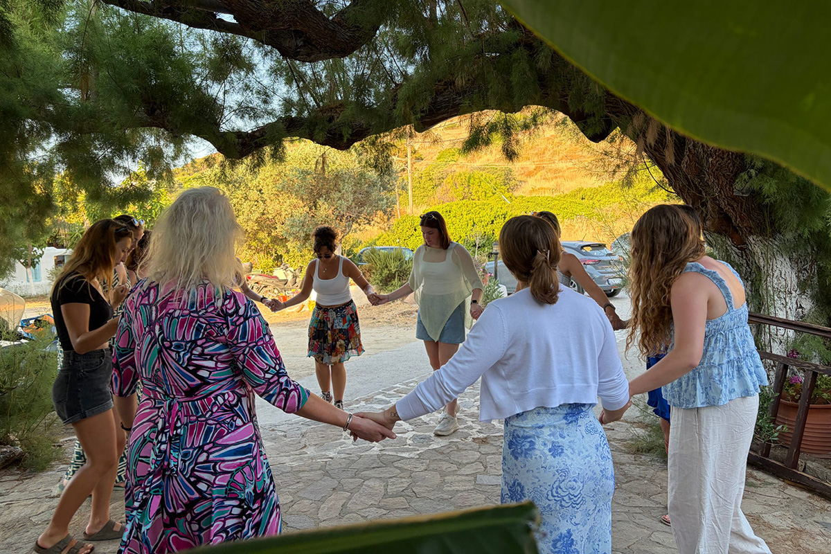 Students learned the Greek style of dance from the town locals