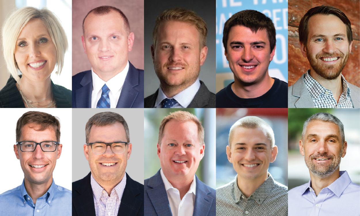 A composite image shows portraits of Sarah Appleton, Corey Brown, Will Burton, Kyle Hill, Bryce Huschka, Jonathan King, Ben McBride, Scott Miller, Brian Moore and Trevor Wooten.