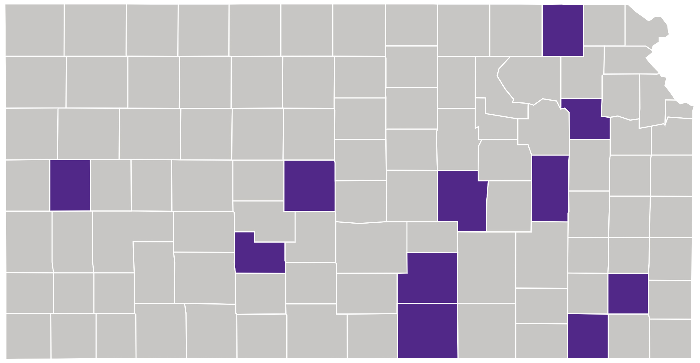 K-State 105 Entrepreneurial Blueprint Initiative map This map of Kansas shows the locations of the 11 collaborative community-based projects that have been selected for the first cohort of the K-State 105 Entrepreneurial Blueprint Initiative.