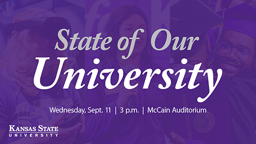 A graphic promoting the State of Our University event