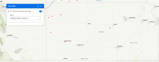 Example of western bean cutworm in Kansas using an online map tool.