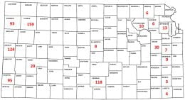 Map of fall armyworm counts. 