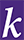 A stylized K in the color white is surrounded by a purple box, signaling the end of the story.