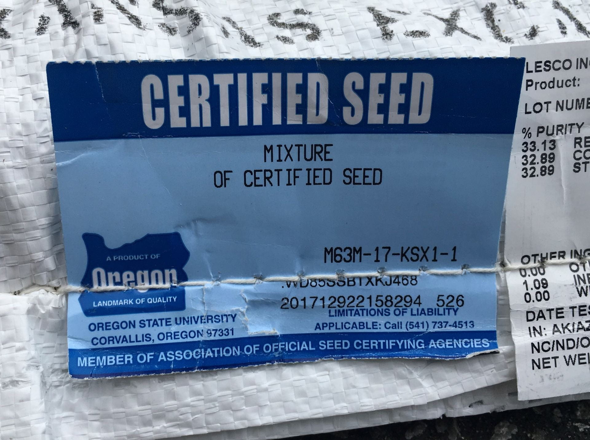 Certified Seed Label