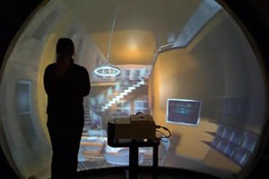 The VisionDome with an image of one of the virtual rooms