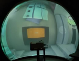 Shadow of person standing in VisionDome watching the virtual movie