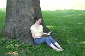 student reading