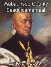 Native American portrait on poster for sesquicentennial