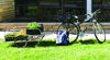 bicycle with plants on trailer