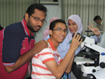 students at microscope