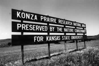 old sign of Konza Prairie Biological Station