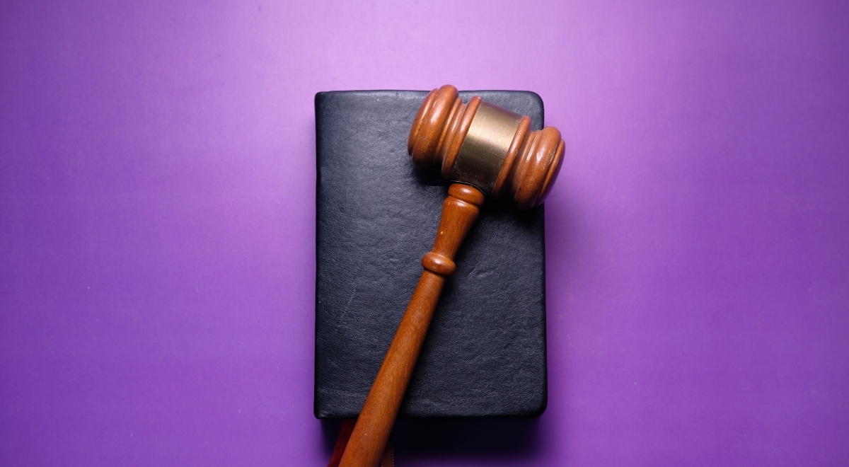 Gvel on a book with a purple background