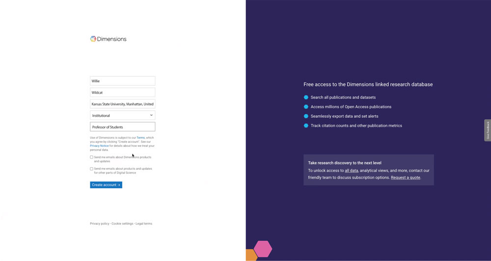 Dimensions support link