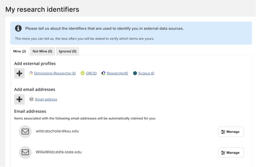 Figure 11: Research identifiers Research identifiers
