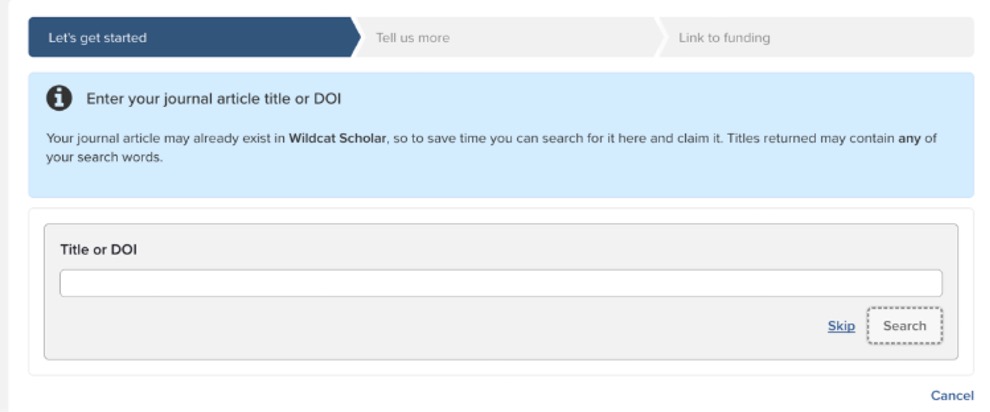 Figure 6: Title or DOI search box Title or DOI search box