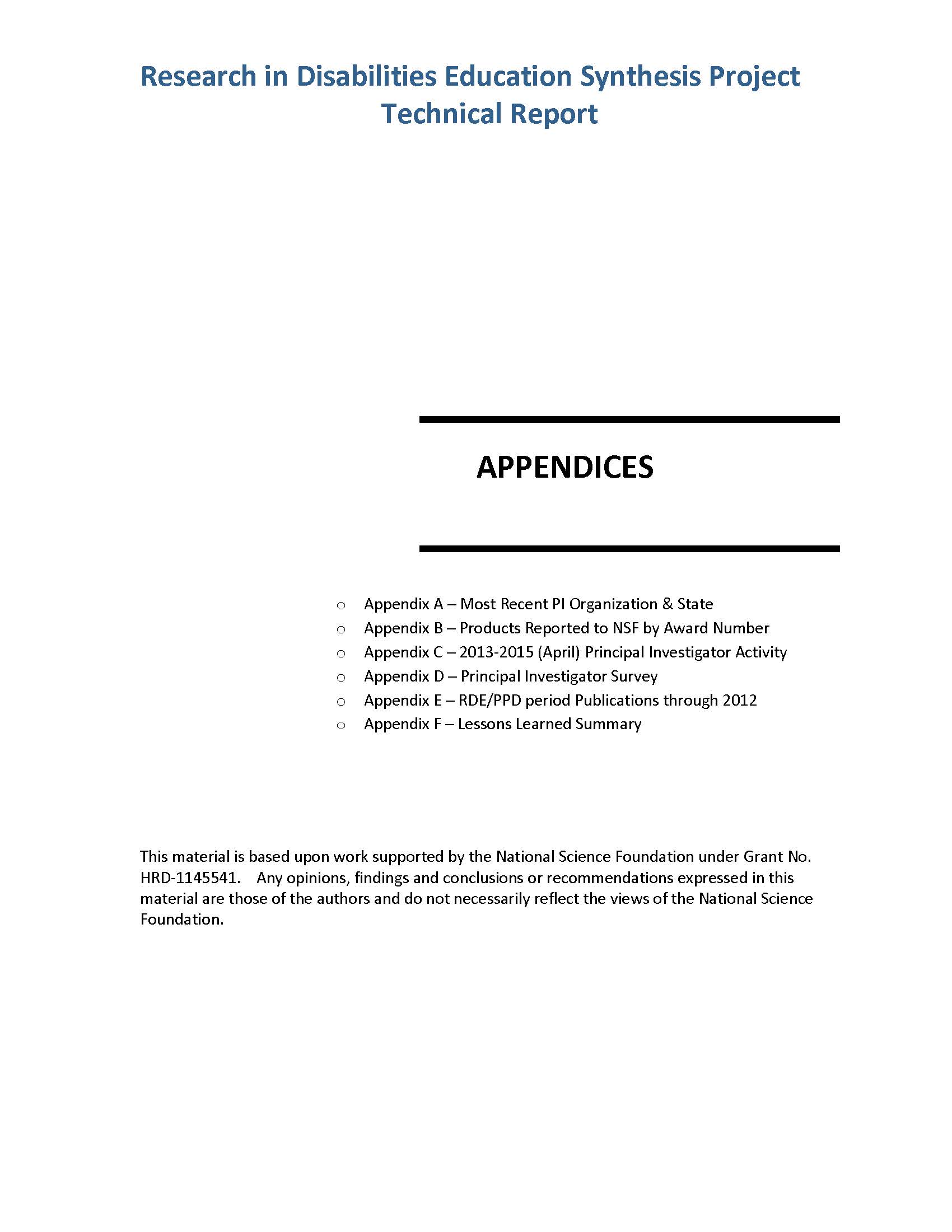 Report Appendices