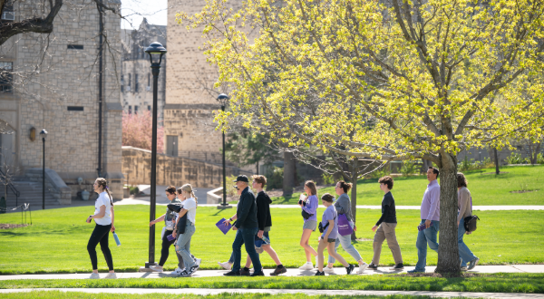 Students walk to events at Open House