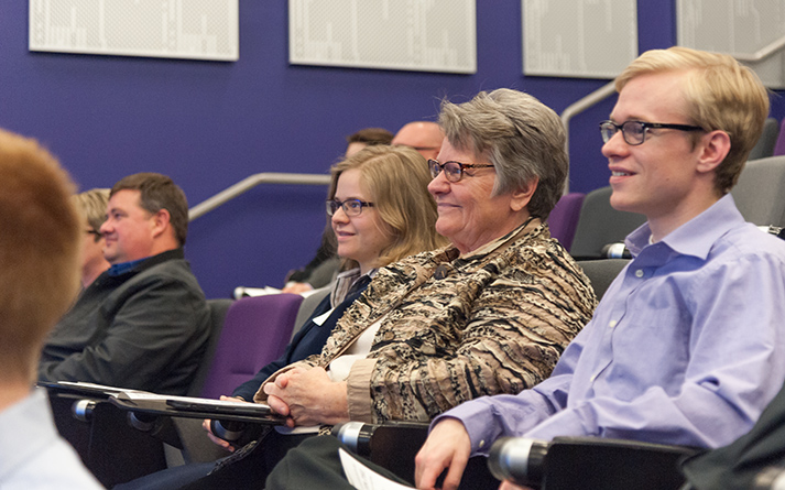 Audience listens to keynote address