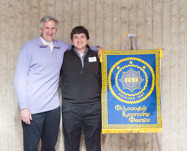 New initiate Matthew Buckwalter poses with father (Dean John Buckwalter)