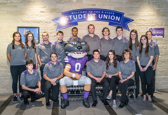 PF peer counselors pose with Willie the Wildcat