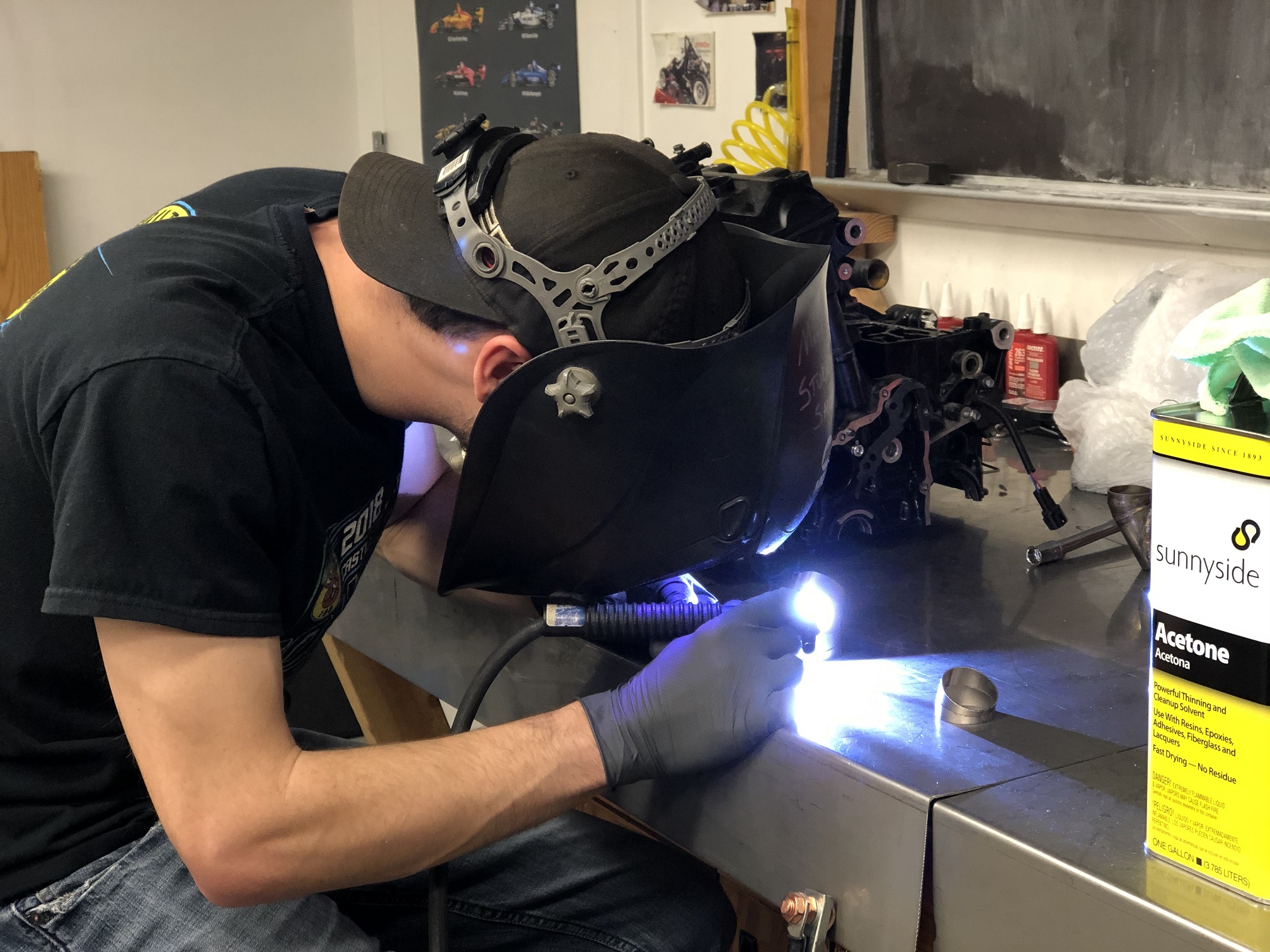 Blaine welding the header