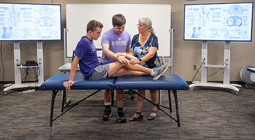 Students participate in the athletic training.