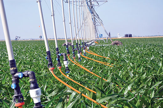Mobile drip irrigation in Kansas farm field
