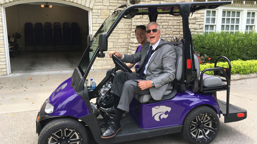 President Myers on his new purple golf cart