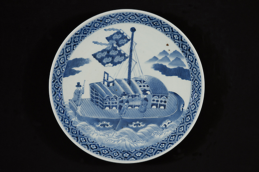 The 19th-century porcelain"ImariCharger (Dutch Merchants and Ship)," 2 inches by 16 inches, is part of the "Voices: Art Linking Asia and the West" exhibition opening Dec. 4 at Kansas State University's Beach Museum of Art. The work was a bequest to the museum from John H. Kohn. 