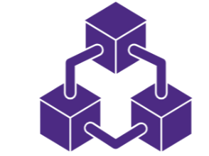 Icon of a block chain linking blocks togther