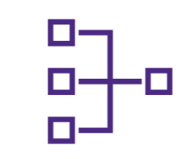 Icon showing three squares merging into one