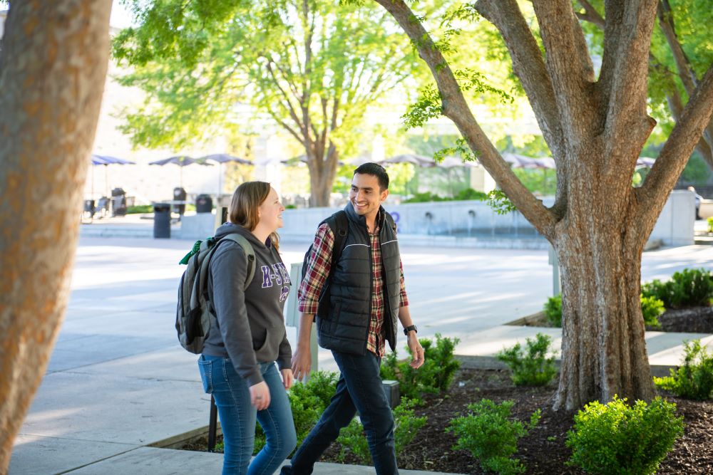Students outside bosco plaza
