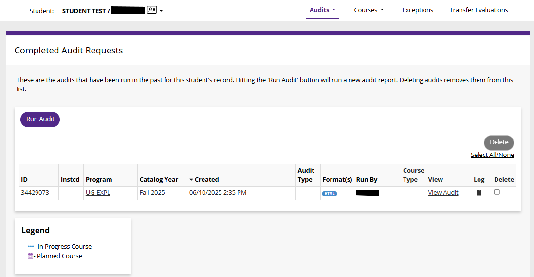 uAchieve Run Audit Results