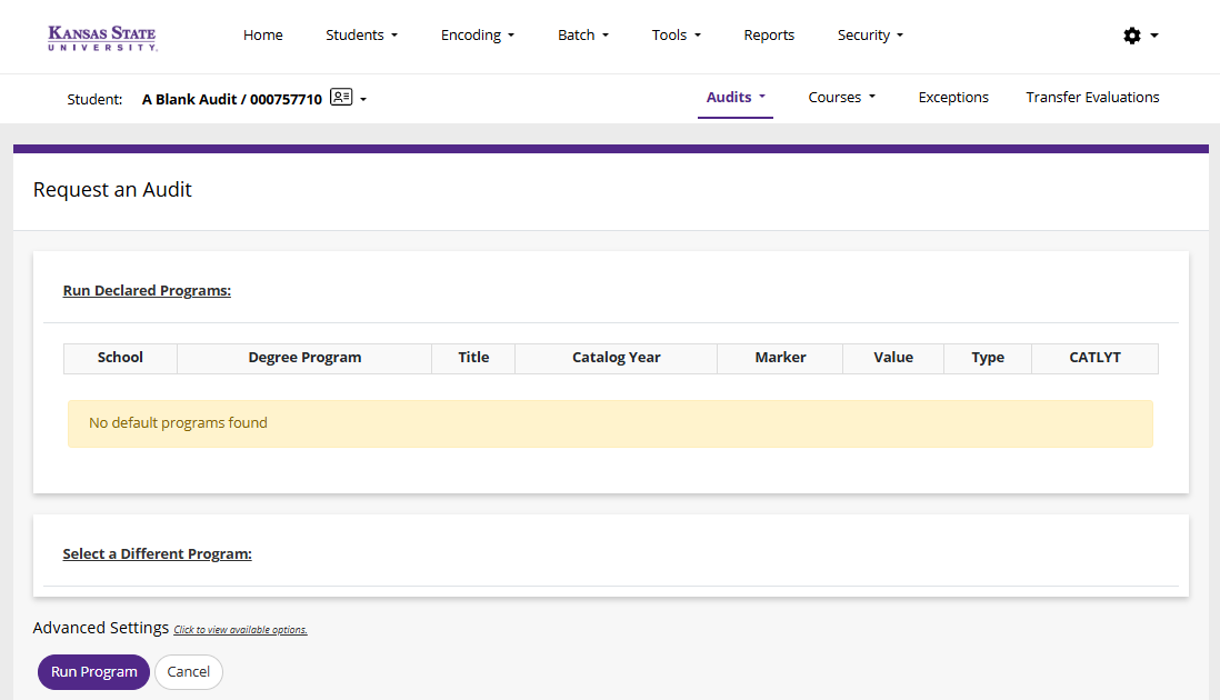 uAchieve Student Request an Audit