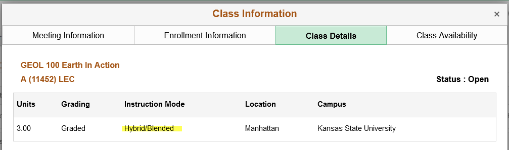 Class Details - Fluid View