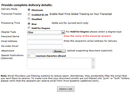 Transcripts For Electronic Delivery Former Students 