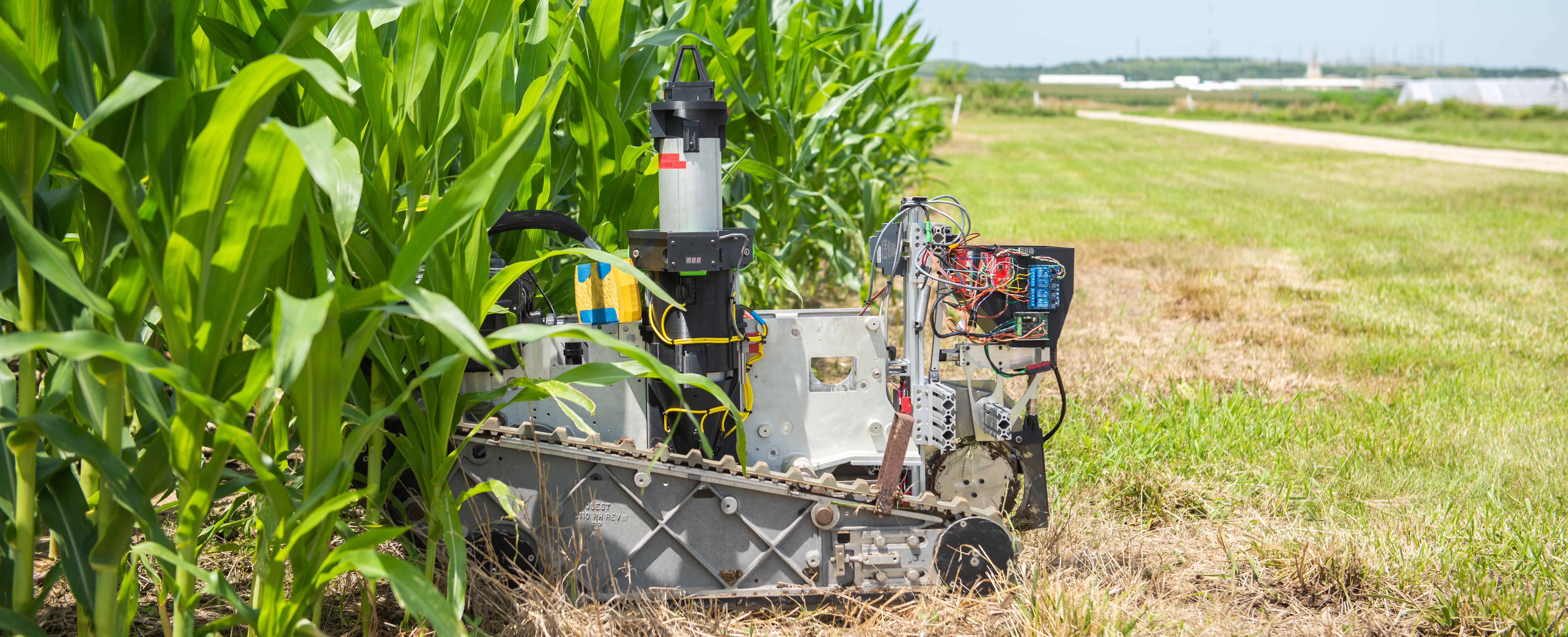 Agriculture robot entering a field