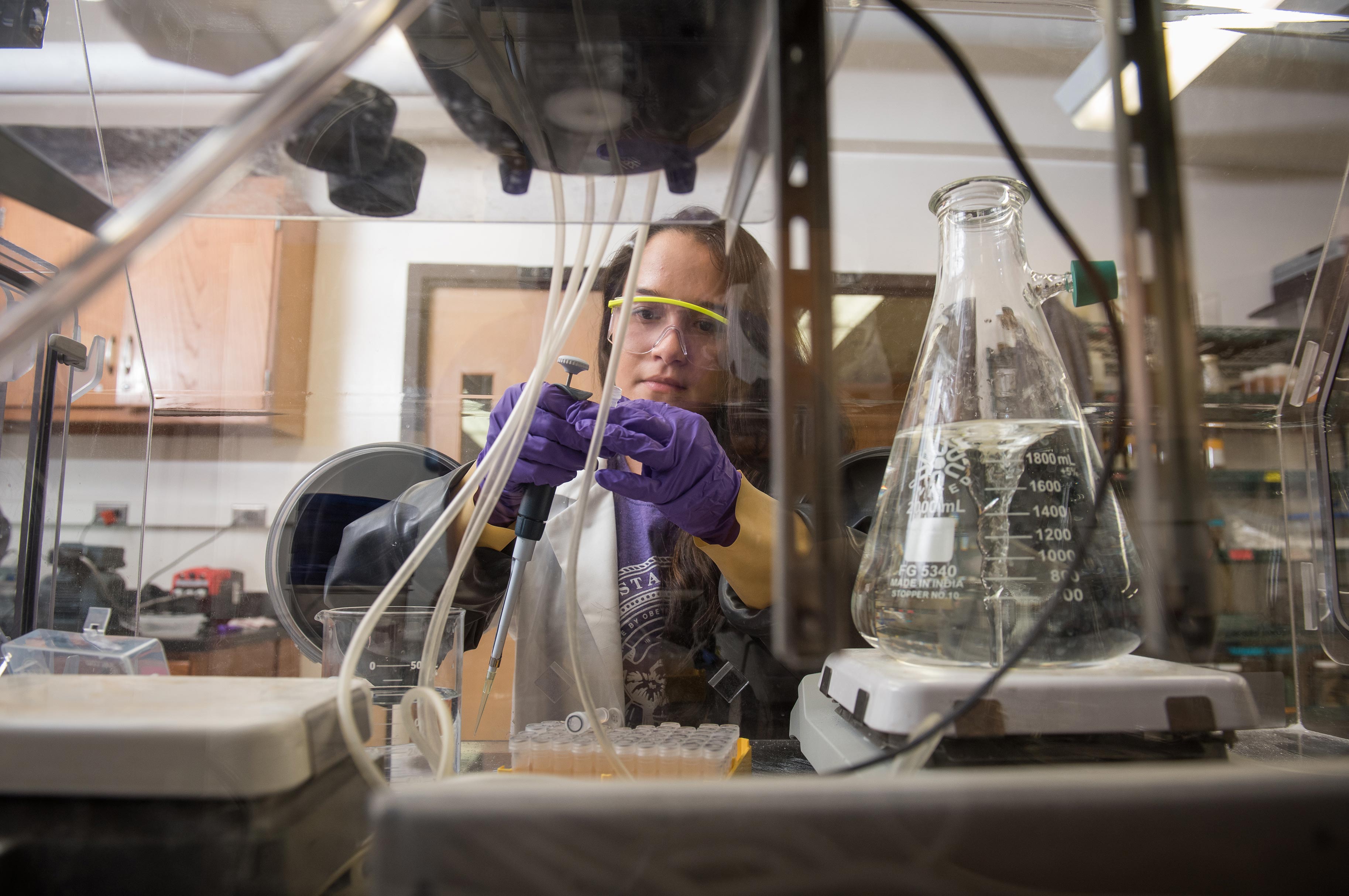 Student in lab