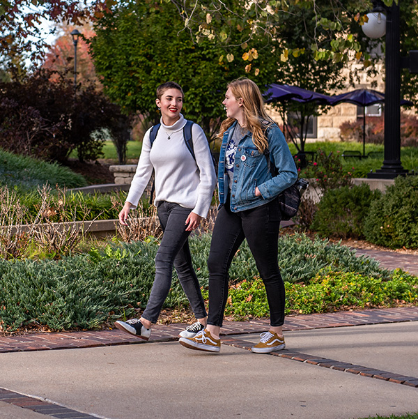 students walking on campus